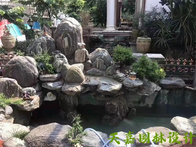 东光假山流水喷泉鱼池制作